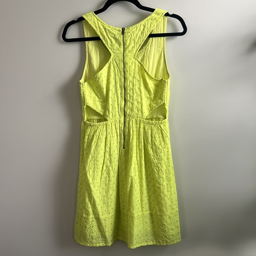 American Eagle Outfitters neon yellow lime green cutout eyelet dress - Picture 8 of 8